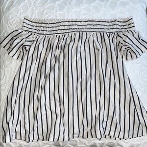 American Eagle Striped Off the Shoulder Top
